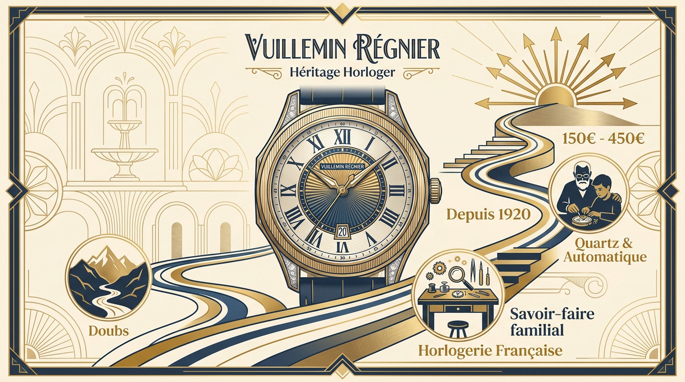 Montre classique Vuillemin Régnier illustrant l'héritage horloger du Doubs