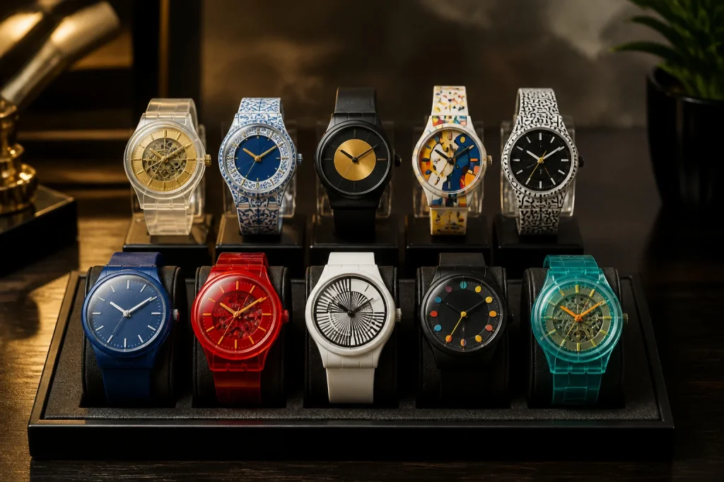 Collection de montres swatch colorees