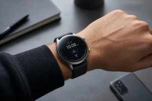 Montre connectee moderne sur un poignet